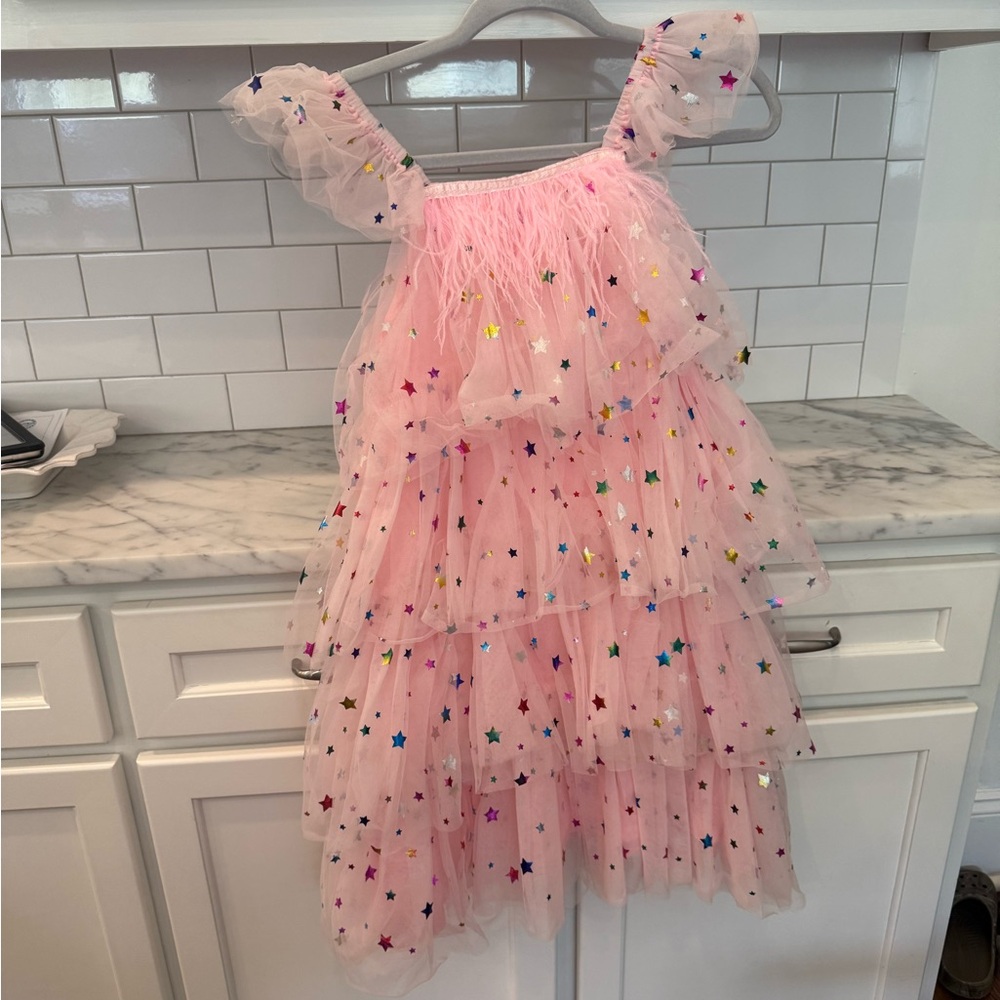 Lola + The Boys Pink Tulle Dress with Star Accents